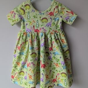 Colorful Dinosaur Print Kids Dress
